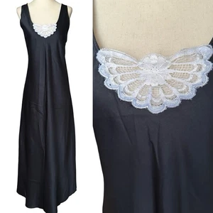 Fernando Sanchez FS2 Vintage Satin langes Maxikleid Kleid Damen XL schwarz Tradwife - Bild 1 von 14