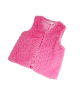 Design History Pink Faux Fur Heart Vest Size 6 - Picture 1 of 4