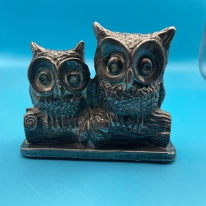 sterling silver 925 pair of owls on a log figurine Vintage 2.5oz - Picture 1 of 7