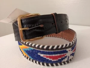 Cinturón de cuero Thunderbird con cuentas estilo nativo americano vintage Hong Kong nuevo - Imagen 1 de 19