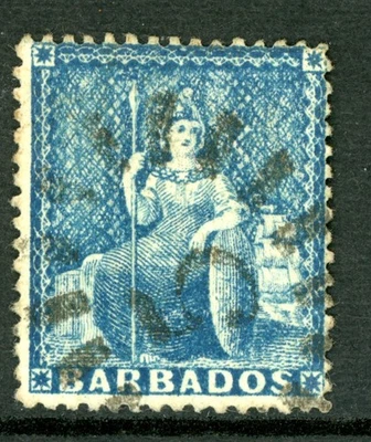 Barbados 1870 British Colony QV 1p Blue SG #44 VFU W347 - Image 1 of 4