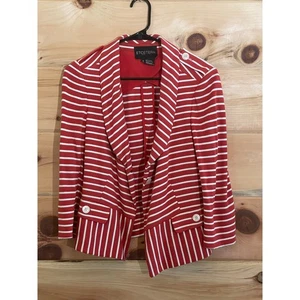 Etcetera Women's Striped Cardigan Sweater. Blazer look. Red/white. Classic. Sz.6 - Picture 1 of 4