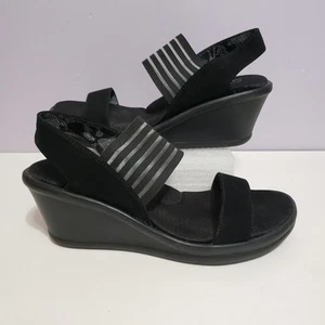 Skecher Rumblers Black Wedge Slip On Sandals Sz 7.5 - Picture 1 of 9