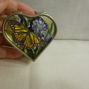 Amia Schmuckkästchen mit Buntglas, verspiegelt, Schmetterlinge, handbemalt - neuwertig - Bild 1 von 6