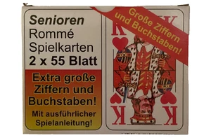 Senioren Romme Spielkarten Extra große Ziffern, Buchstaben, 2x55 Blatt 2er Pack - Bild 1 von 1