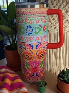 Boho Tumbler 40 Ounce Lid And Straw New In Box Colorful Mod Bohemian - Picture 1 of 1