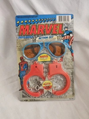 RARO JUEGO DE ESPOSAS Spiderman Capitán América Marvel Super Heroes nuevo en paquete en muy buena condición 1990 Foto 1 de 4