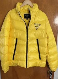 Guess Steppjacke Herren klein gelb Reißverschlusstaschen - Bild 1 von 5