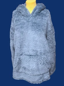 32 Grad Damengröße XXL Sherpa Hoodie Pullover Shirt einfarbig schieferblau 54 $ neu - Bild 1 von 10