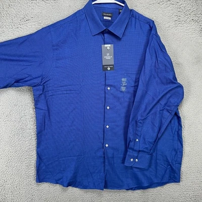 Van Heusen Mens Dress Shirt 17-17.55 32/33 XL Blue Button Up Regular Fit NEW - Image 1 of 4