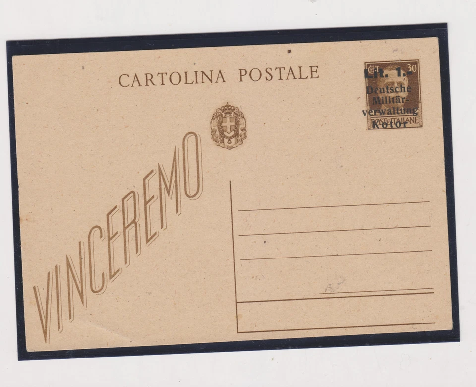 MONTENEGRO SEGUNDA GUERRA MUNDIAL, KOTOR locales, ALEMANIA, papelería postal, 1 lit Foto 1 de 1