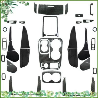 Kit de 40 piezas de molduras de tablero de cubierta interior de fibra de carbono real para Dodge Durango 2014-20 Foto 1 de 4