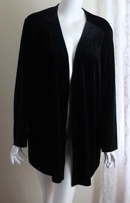 Quacker Factory Sz 2X Black Velvet Open Gorgeous Blazer Jacket Easy-Care - Image 1 of 4
