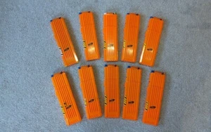 10 x Nerf Orange 18 Ammo Bullet Dart Clip Magazine Holder Spare 180 Darts Mags - Picture 1 of 9