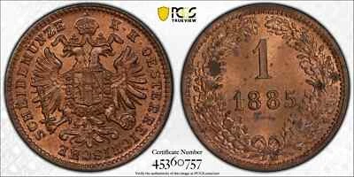 1885 Austria Kreuzer PCGS MS64 RB - Image 1 of 2