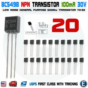20pcs Transistor Low Noise Npn BC549 BC549B 0.1A 30V Amplifier Low Noise USA - Picture 1 of 1