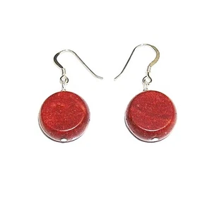PENDIENTES de CORAL NATURAL Discos 16 mm y PLATA de ley 925 - Imagen 1 de 2