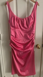 Maggy Boutique Suzuki Chin Womans Holiday Satin Dress Sleeveless Sz 12 Pink - Picture 1 of 5