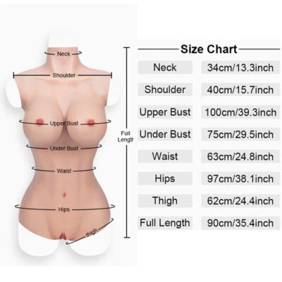 DE Cup Silicone Bodysuit Breast Forms For Breastplate Vagina Pantie Crossdresser - Image 1 of 4