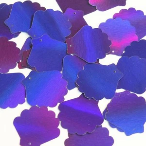 Scallop Shell Sequin 1.25" Deep Purple Lazersheen Reflective Metallic Paillettes - Picture 1 of 2