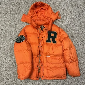 Rugby Ralph Lauren vintage puffer bubble coat goose down w/ patches sz MED hoody - Picture 1 of 6