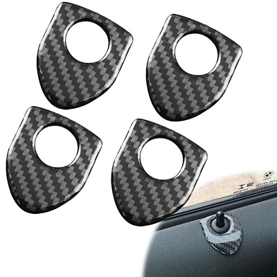 4pcs Door Lock Pin Knob Surround Cover Trim Real Carbon Fiber Decoration For BMW - Image 1 of 4