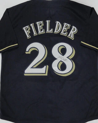 Brewers All Star PRINCE FIELDER Signed Custom Replica NAVY Jersey AUTO - JSA - Image 1 of 3