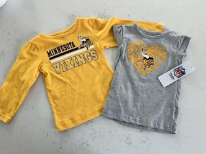 NFL Minnesota Vikings Conjunto de 2 piezas Niñas Talla 12 Meses Manga Corta Larga Top - Imagen 1 de 4