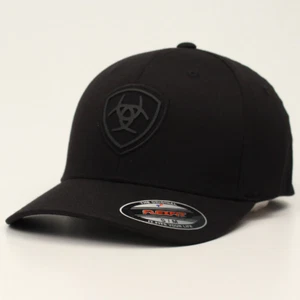 New! Men's Black ARIAT FLEXFIT HORSESHOE LOGO BALL CAP / HAT Size S/M or L/XL - Picture 1 of 3