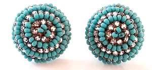 Miriam Huskell ° design earrings ° vintage ° clip earrings ° rhinestones / blue stones ° - Picture 1 of 9