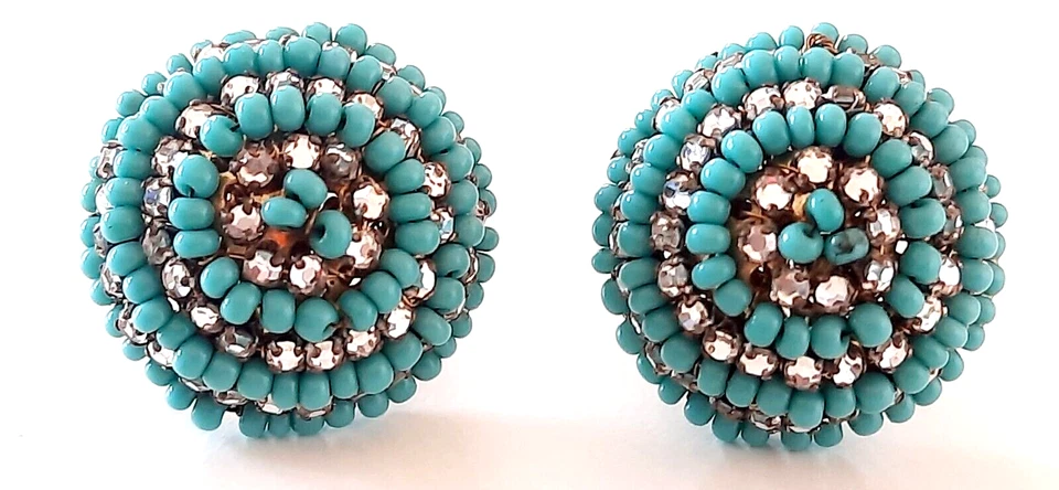 MIRIAM HUSKELL ° DESIGN OHRRINGE ° Vintage ° OHRCLIPSE ° Strass / Blaue Steine ° - Bild 1 von 4