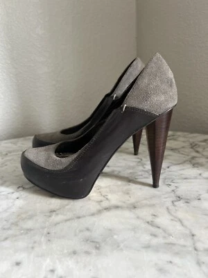 Matisse Damsel Heels Size 6 M Suede Leather Pumps Chunky Platform Gray Shoes - Image 1 of 4
