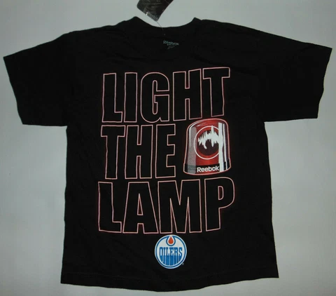 Edmonton Oilers Kids Youth Short Sleeve Hockey NHL Reebok Shirt Medium Black NEW Cover
