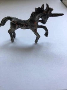 Pewter Unicorn Vintage Figurine Small Solid Shiny Sculpture Animal Ornament - Picture 1 of 3