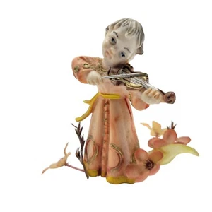 Vintage Italien Geigenspieler Figur mit Blumen Home Regal Deko - Bild 1 von 8