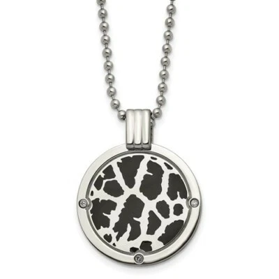 *NOVO EM FOLHA* Colar de titânio polido esmalte preto diamante 24 polegadas TBN122-24 - Imagem 1 de 4