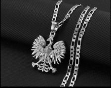 Edelstahl Polen Polska Silber Kette Anhänger Adler Wappen Halskette Schmuck