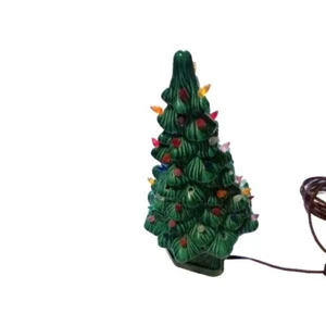 Vintage Mold Ceramic Christmas Tree Electric Light up Multicolored bulbs 12" - Picture 1 of 1