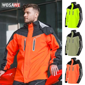 WOSAWE Unisex Motorrad Regenmantel winddicht Kapuze Jacke Aufbewahrungstasche - Picture 1 of 21