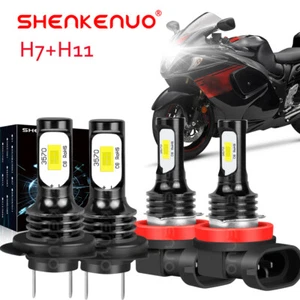 H7 H11 LED Headlight Bulbs 2PC 6000K For Suzuki Hayabusa GSX1300R 2008-2017 2019 - Picture 1 of 15