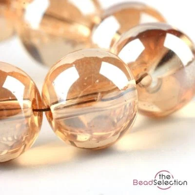 THEBEADSELECTION 100 CLEAR 'AB GOLD LUSTRE ROUND GLASS BEADS 8mm JEWELLERY MAKING GLS127