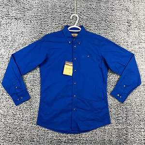 Wrangler Western Button Down Shirt Boys XL Blue Solid Classic Cowboy Rodeo Ranch - Picture 1 of 19
