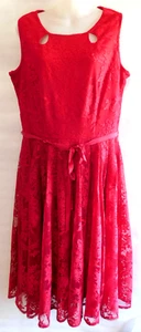 NWT Danny & Nicole Fit & Flare Red Floral Lace Dress Women's Sz 12~Lined~Cut Out - Picture 1 of 16