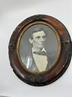 STUDIO PORTRAIT PHOTOGRAPH OF ABRAHAM LINCOLN in nice frame (damaged side)