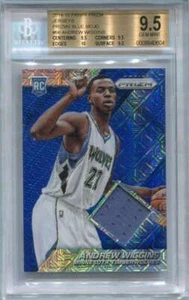 2014-15 Panini Prizm Prizms Blue Mojo 66 Andrew Wiggins Rookie Jersey BGS 9.5 - Foto 1 di 1