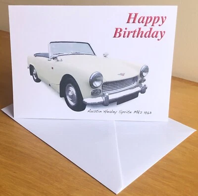 Austin Healey Sprite Mk2 1963-5x7" Birthday, Anniversary, Retire or Plain Card - Image 1 of 4