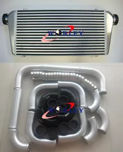 Front Mount Intercooler 600x300x76mm+3" aluminium piping+black Silicone Hose kit - Picture 1 of 12