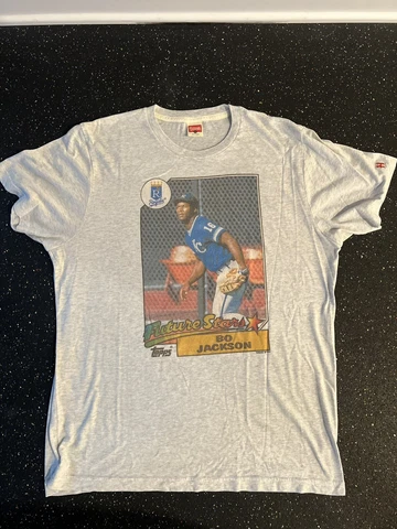 Kansas City Royals Bo Jackson Tee T-Shirt Topps Baseball Card Future Stars Med M Cover