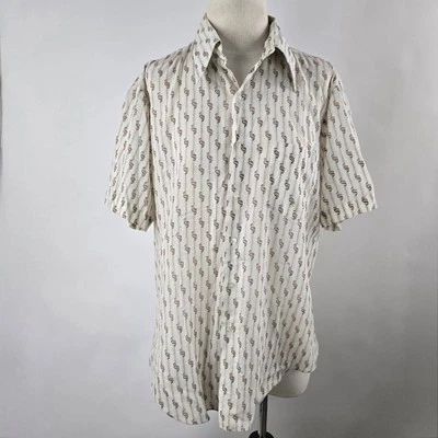 Camisa de Colección Años 70 Kings Road Para Hombres Cuello Geométrico Grande Sears Camisa de Campamento Foto 1 de 4