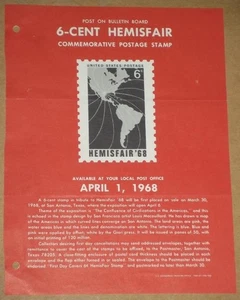 US STAMP POSTER #1340 6¢ HEMISFAIR COMMEMORATIVE POSTAGE STAMP, 1968 - Picture 1 of 1